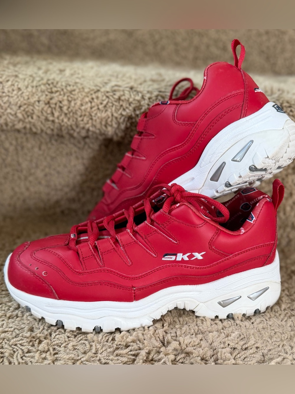 Skechers SKX Red Chunky Platform Athletic Sneakers - Picture 5 of 12